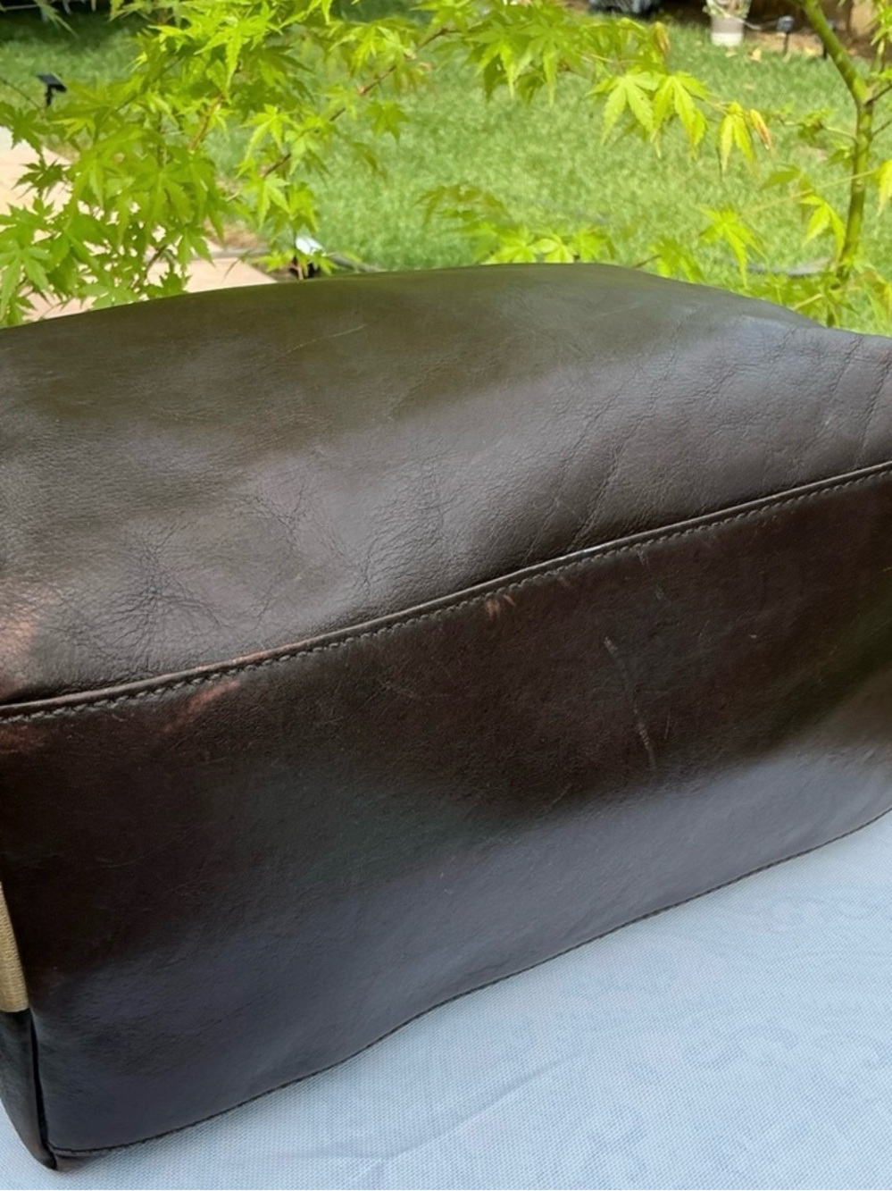 Dooney & Bourke Dark Brown Leather Satchel with Canvas Strap - Picture 10 of 16